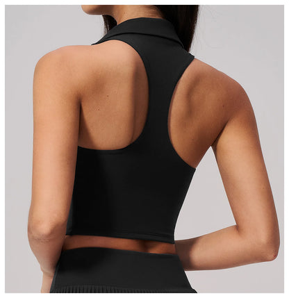 Women's Yoga Tank Push Up Workout Top Quick-Dry Collar Gym Sports Vest Running Female Running Tight Top Women Fitness Underwear