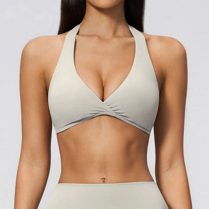 Summer Sports Bra Women Sexy Halter Top High Support Push-up Open Back Gym Wear Impact Fitness Bra Yoga Yops Workout Underwear