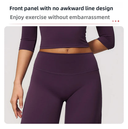 Yoga Pants Women Straight Leg Bottoms Women's Mid-Waist Fitness Pants Gym Leggings Naked Feel Pilates Running Sports Trousers