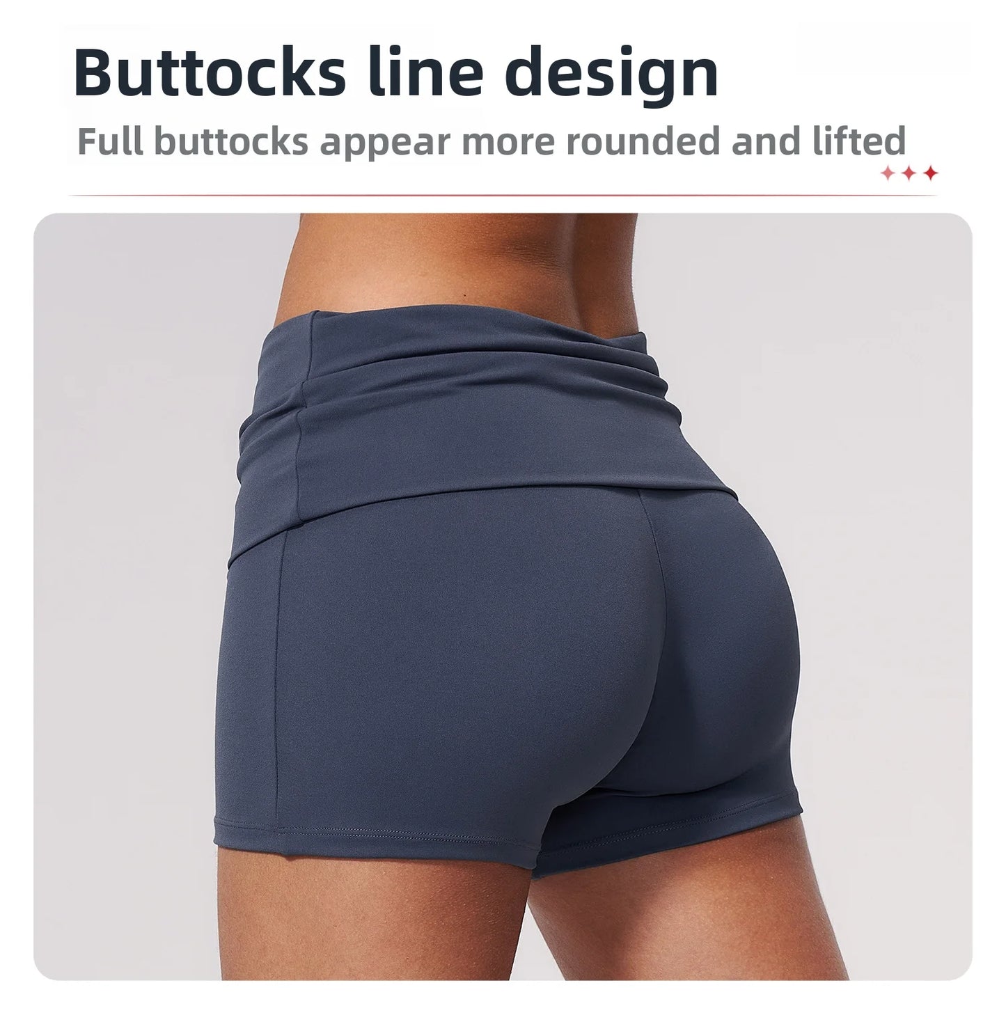Summer Women Fitness Workout Shorts Yoga Shorts Fold Over High Waist Lift Butt Fitness Shorts Women Running Push Up Gym Shorts