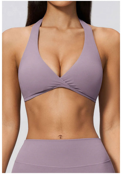 Summer Sports Bra Women Sexy Halter Top High Support Push-up Open Back Gym Wear Impact Fitness Bra Yoga Yops Workout Underwear