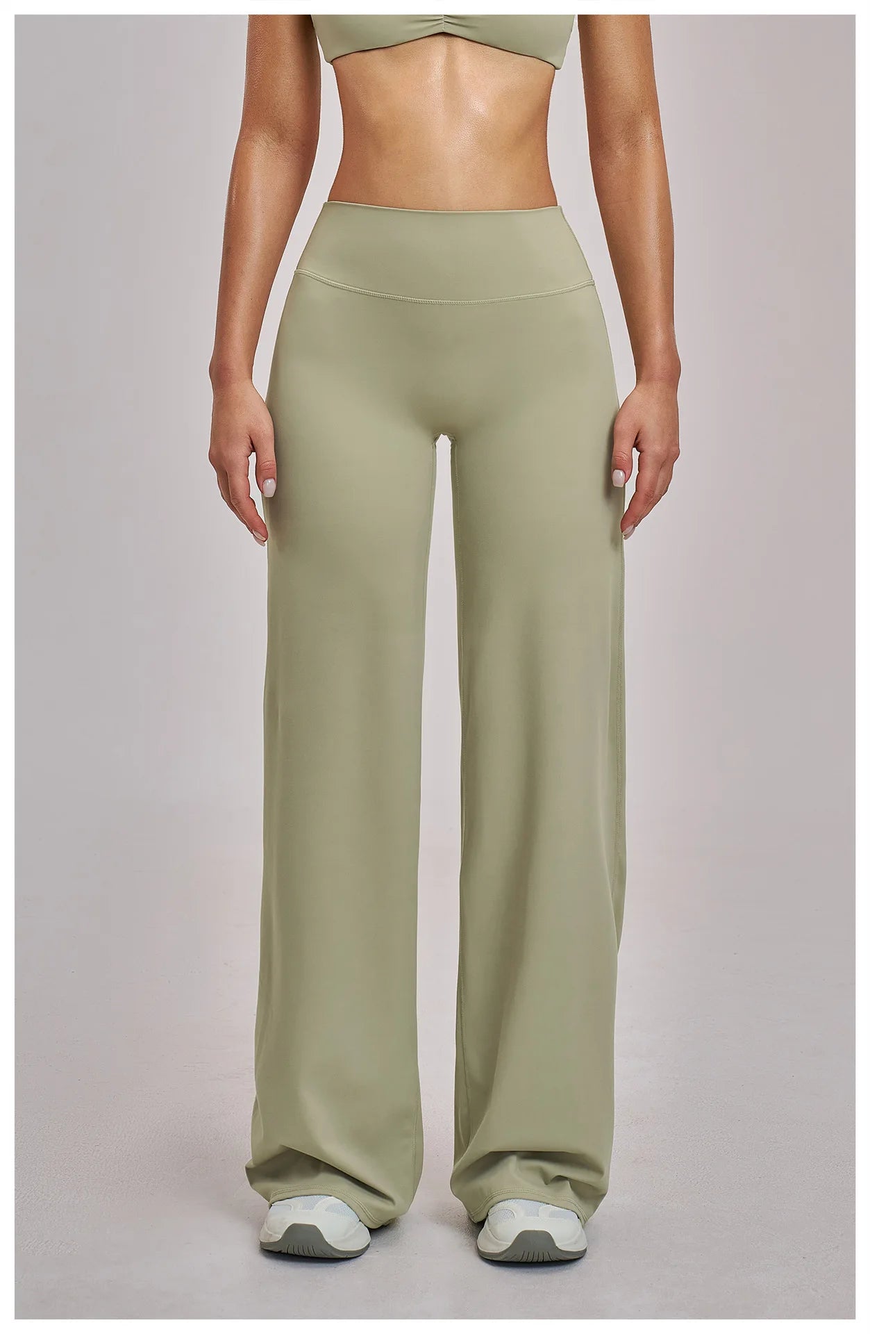 High Waist Wide Leg Yoga Pants Women Butt Lift Workout Trousers Flare Leggings Tummy Control Gym Fitness Straight Leg Bottoms
