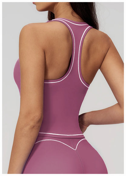 Women's Tank Top Push-Up Sports Bra Hollow Breathable Fitness Underwear Summer Gym Bra Yoga Vest Sexy Running Tops Sportswear