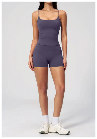 Juren Gym Tank Top With Built In Bra Women's Yoga Clothing Summer Running Square Neck Fitness Vest Beautiful Back Sports Workout