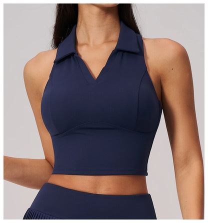 Women's Yoga Tank Push Up Workout Top Quick-Dry Collar Gym Sports Vest Running Female Running Tight Top Women Fitness Underwear