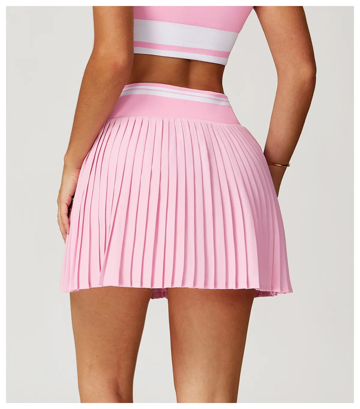 JUREN Summer Color Blocking Yoga Short Skirt Women High Waisted A-line Skirt Fitness Sports Short Skirt Anti Glare Tennis Skirt