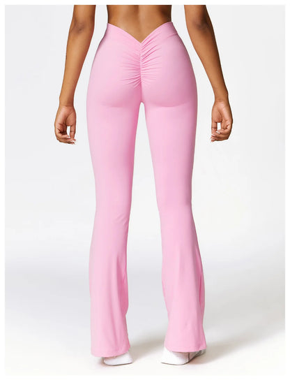 V-shaped Hip Yoga Pants Flare Leggings Women High Waist Wide Leg Pants Women Gym Fitness Sports Flared Pant Dance Trousers