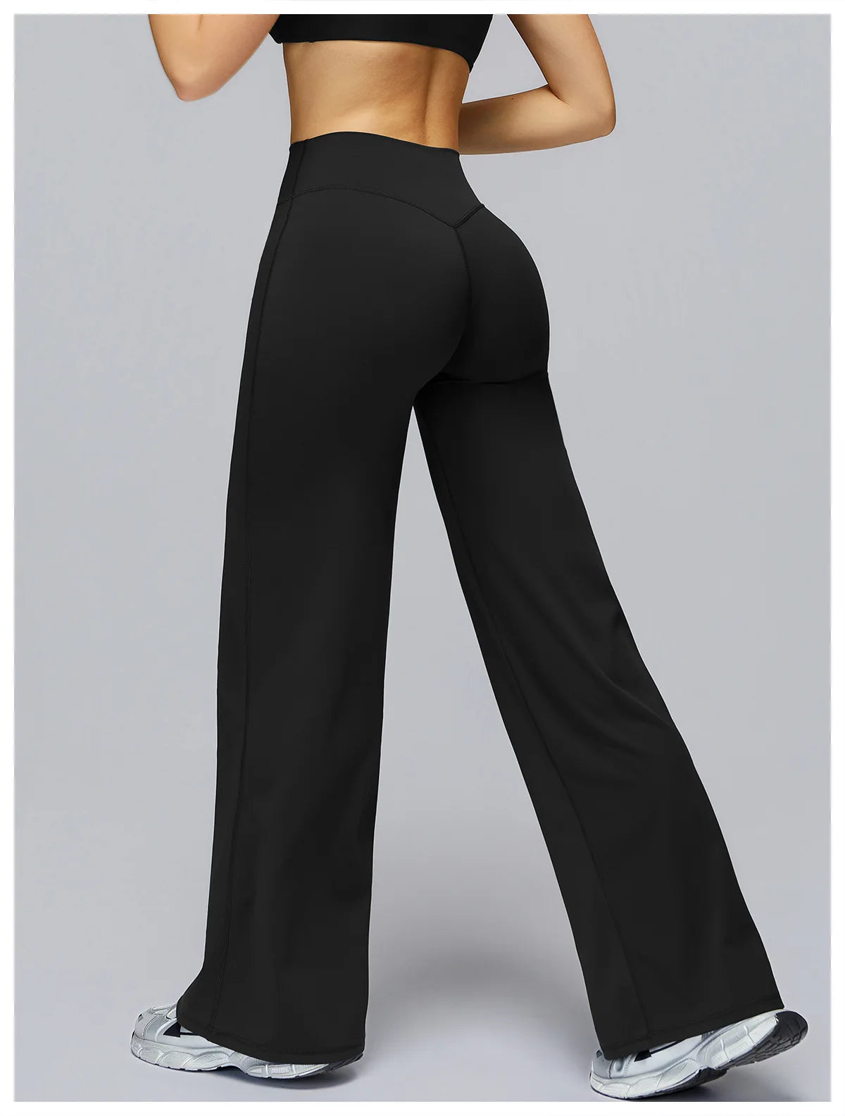 High Waist Wide Leg Yoga Pants Women Butt Lift Workout Trousers Flare Leggings Tummy Control Gym Fitness Straight Leg Bottoms