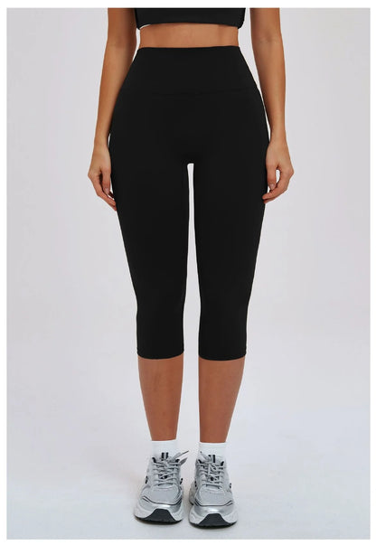 Yoga Pants Women Cropped Pants Sports Pants Fitness Leggings Tights Breathable Quick-drying High Waist Running Workout Pants