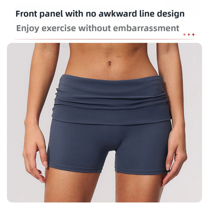Summer Fold Over Waist Fitness Shorts Women Workout Shorts Yoga Shorts Lift Butt Fitness Shorts Women Running Push Up Gym Shorts