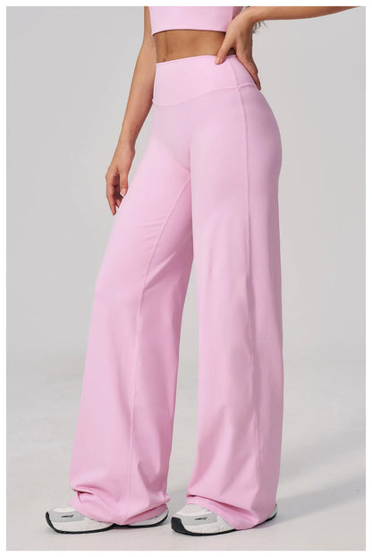 High Waist Wide Leg Yoga Pants Women Butt Lift Workout Trousers Flare Leggings Tummy Control Gym Fitness Straight Leg Bottoms