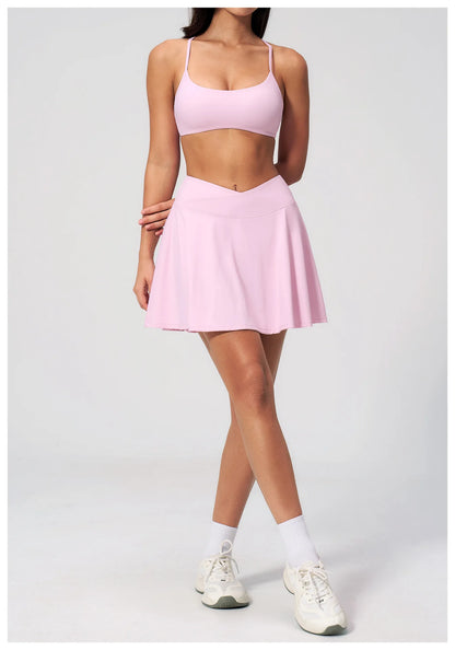 Yoga Short Skirt Women's Sports Short Skirt Quick Drying Running Fitness Badminton Skirt Half Body Anti Light Tennis Skirt Women