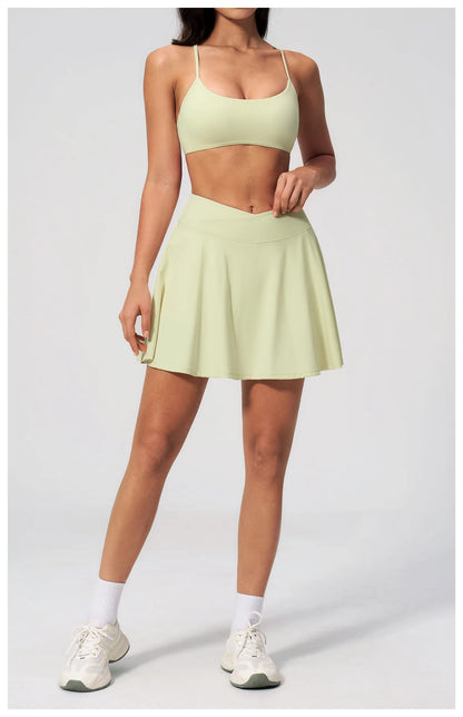 Yoga Short Skirt Women's Sports Short Skirt Quick Drying Running Fitness Badminton Skirt Half Body Anti Light Tennis Skirt Women