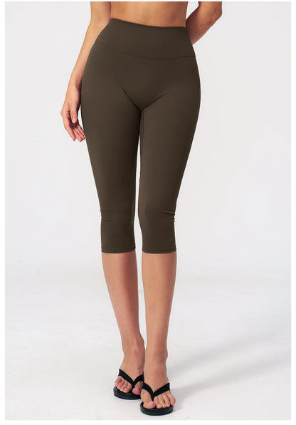 Yoga Pants Women Cropped Pants Sports Pants Fitness Leggings Tights Breathable Quick-drying High Waist Running Workout Pants