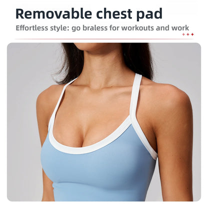 Summer Sports Bra Fitness Vest with Chest Pad Summer Shockproof Bra Nude Feeling Suit Pilates Training Yoga Top Yoga Clothing