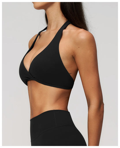 Summer Sports Bra Women Sexy Halter Top High Support Push-up Open Back Gym Wear Impact Fitness Bra Yoga Yops Workout Underwear