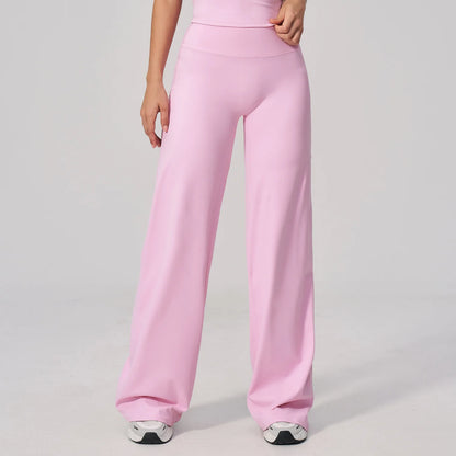 High Waist Wide Leg Yoga Pants Women Butt Lift Workout Trousers Flare Leggings Tummy Control Gym Fitness Straight Leg Bottoms