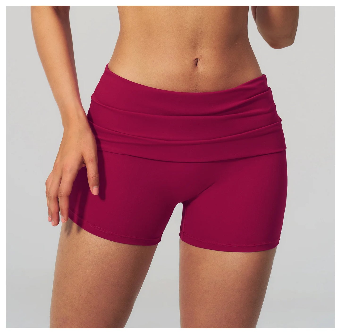 Summer Women Fitness Workout Shorts Yoga Shorts Fold Over High Waist Lift Butt Fitness Shorts Women Running Push Up Gym Shorts