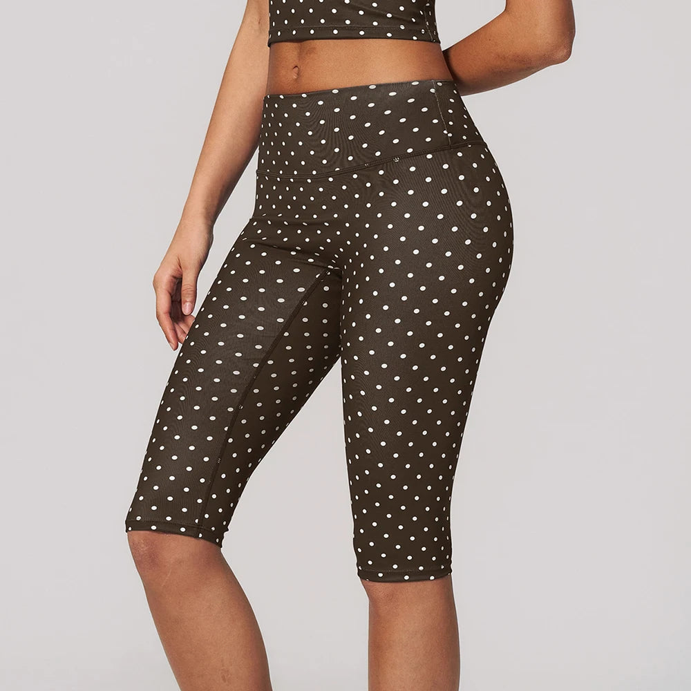 Polka Dot Yoga Capri Pants Women Sports Leggings Woman High Waist Push Up Gym Fitness Yoga Pants Running Athletic Legging Summer