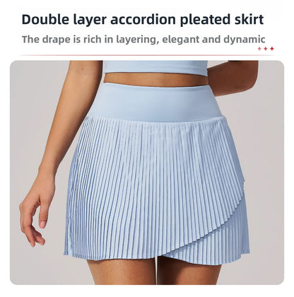 Yoga Pleated Skirt Sports Skirt for Women Quick-drying Badminton Tennis Trousers Skirt Fitness Half-body Pleated Skirt Shorts