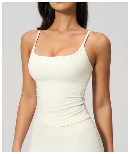 Juren Gym Tank Top With Built In Bra Women's Yoga Clothing Summer Running Square Neck Fitness Vest Beautiful Back Sports Workout