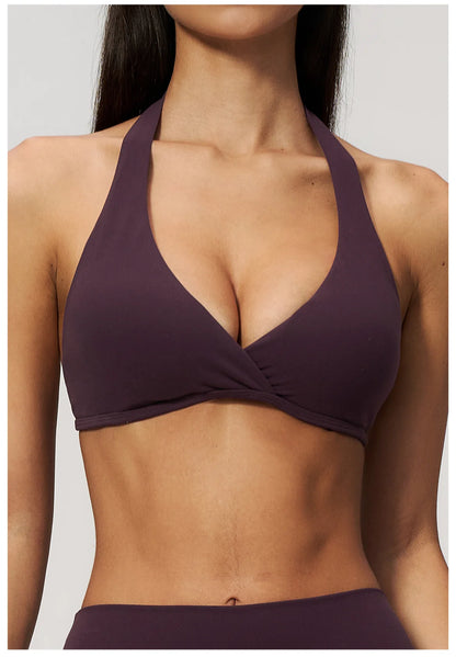 Summer Sports Bra Women Sexy Halter Top High Support Push-up Open Back Gym Wear Impact Fitness Bra Yoga Yops Workout Underwear