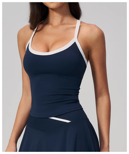 Summer Sports Bra Fitness Vest with Chest Pad Summer Shockproof Bra Nude Feeling Suit Pilates Training Yoga Top Yoga Clothing
