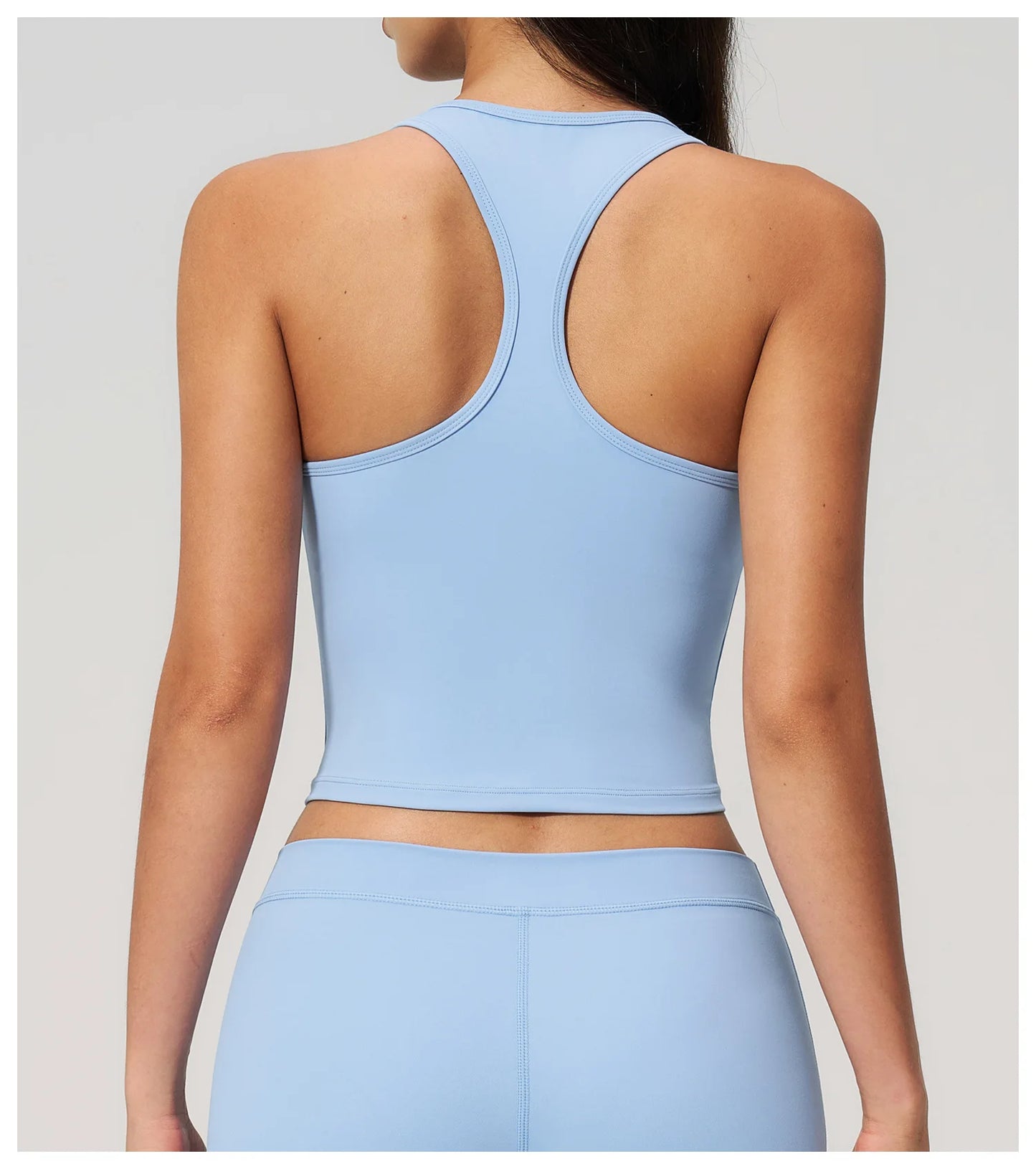 Yoga Vest Women Running Top Tank Top Short Sleeve I-shape Backless Gym Bra Running Workout Top Solid Color Nylon Fitness Top