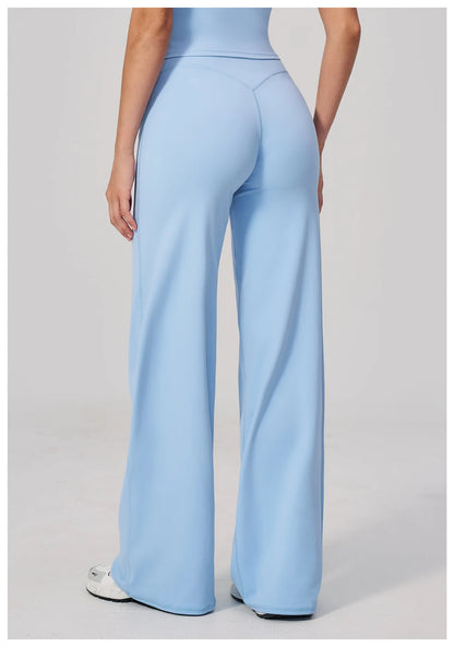 High Waist Wide Leg Yoga Pants Women Butt Lift Workout Trousers Flare Leggings Tummy Control Gym Fitness Straight Leg Bottoms
