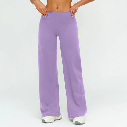 Yoga Pants Women Straight Leg Bottoms Women's Mid-Waist Fitness Pants Gym Leggings Naked Feel Pilates Running Sports Trousers
