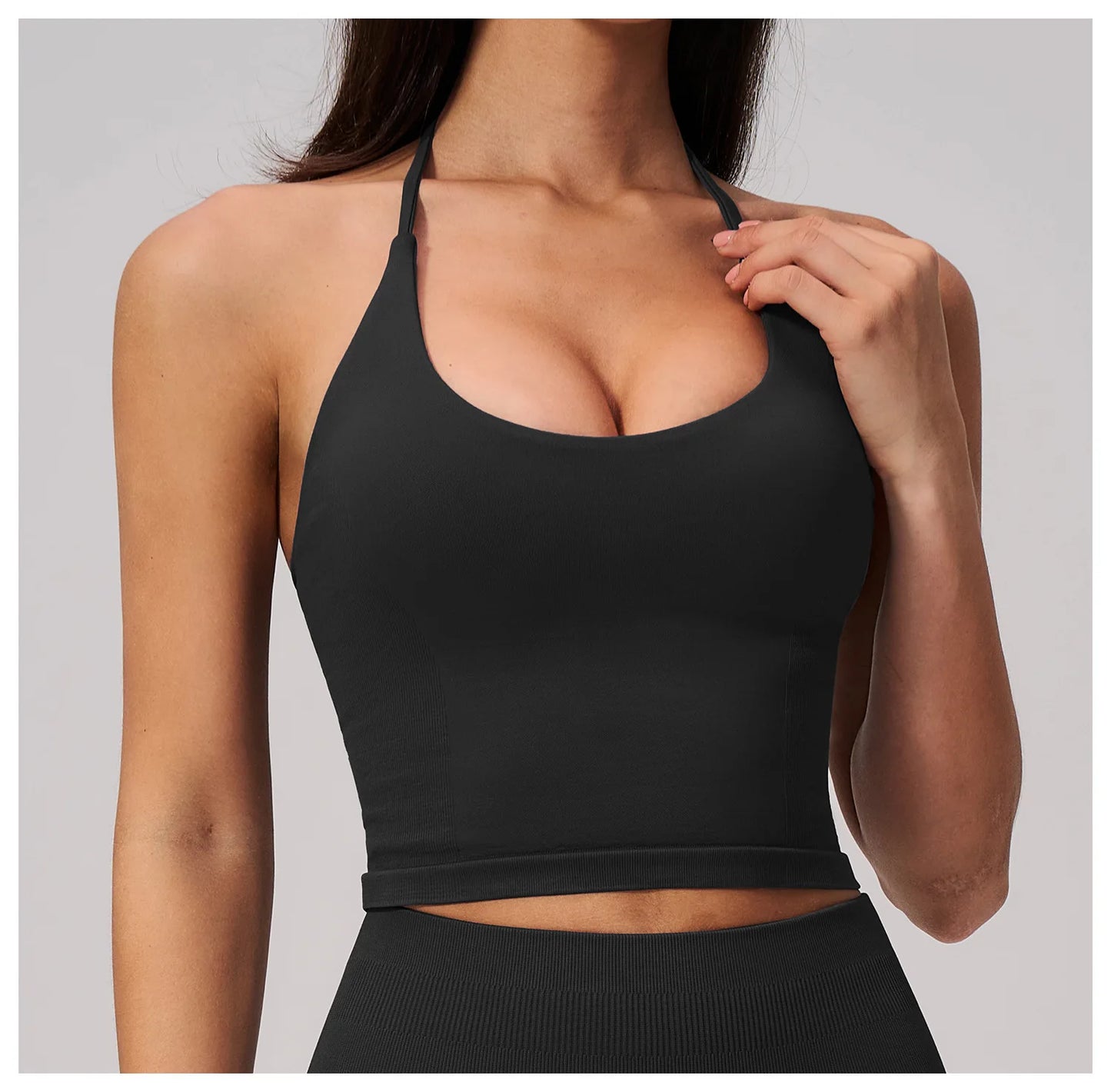 Summer Sports Halter Yoga Top Gym Vest Woman Backless Tank Tops Seamless Push Up Sport Bra Running Vest Workout Top Activewear