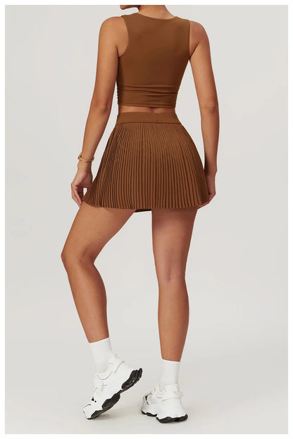 Women Pleated Sports Tennis Skirts Women High Waist Yoga Fitness Short Skirt With Pockets Gym Golf Loose Mini Skirt With Pockets