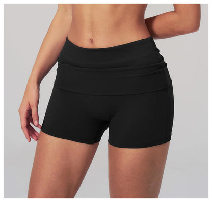 Summer Fold Over Waist Fitness Shorts Women Workout Shorts Yoga Shorts Lift Butt Fitness Shorts Women Running Push Up Gym Shorts