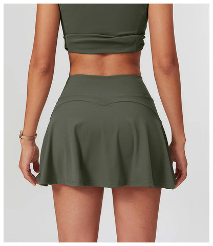 High Waist Sports Skirt Women Culottes Yoga Fitness Tennis Lining Anti Light Running Quick Drying Skirt Suitable Running Yoga