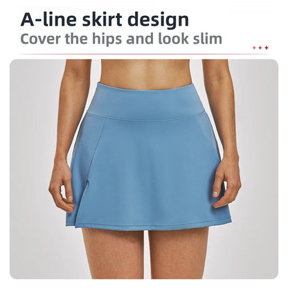 Outdoor Sports Yoga Skirt Women Badminton Tennis Skirt High Waist Breathable Sweat Skirt Active Athletic Yoga Fitness Skirt