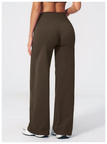 Yoga Pants Women Straight Leg Bottoms Women's Mid-Waist Fitness Pants Gym Leggings Naked Feel Pilates Running Sports Trousers