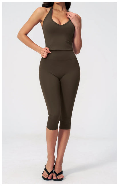 Yoga Pants Women Cropped Pants Sports Pants Fitness Leggings Tights Breathable Quick-drying High Waist Running Workout Pants