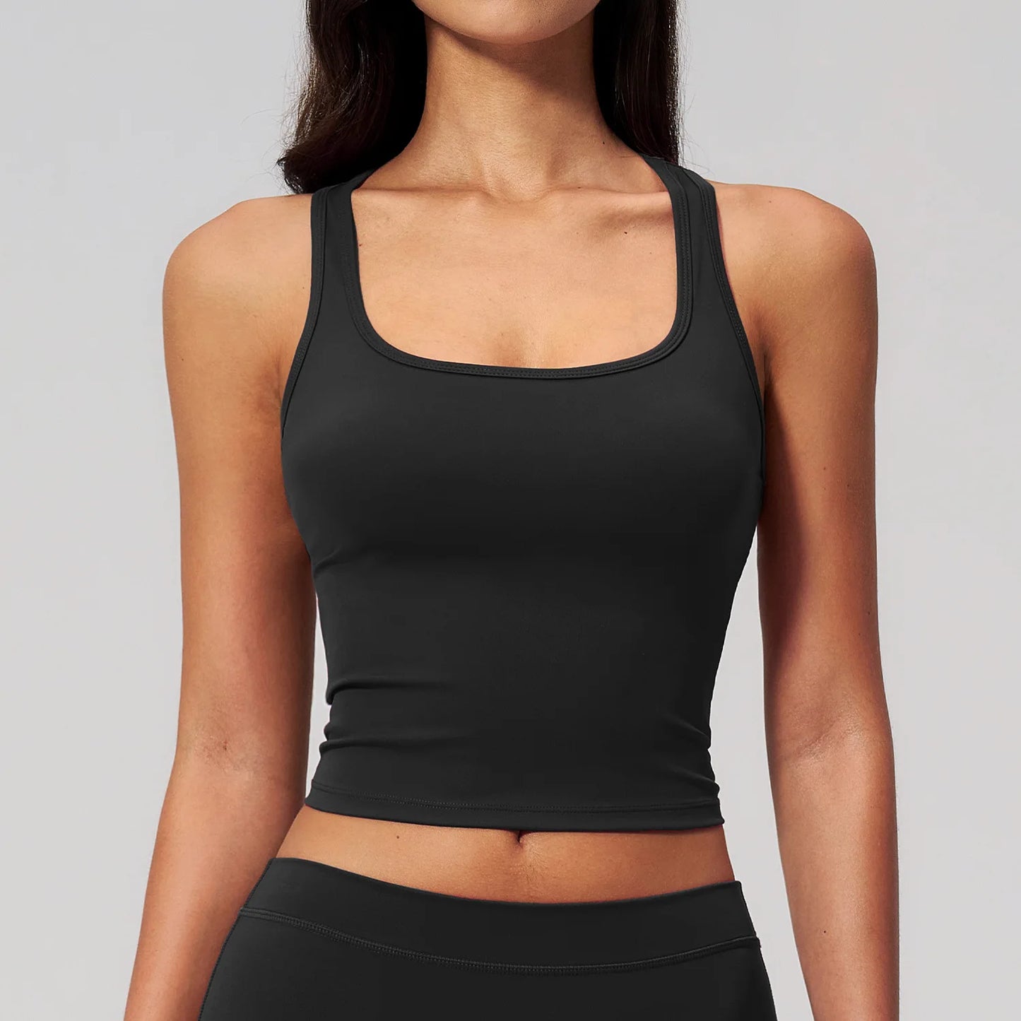 Yoga Vest Women Running Top Tank Top Short Sleeve I-shape Backless Gym Bra Running Workout Top Solid Color Nylon Fitness Top