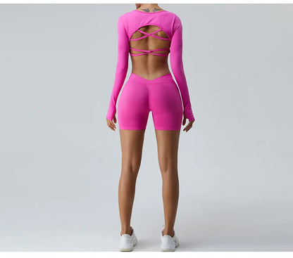 Seamless V Back Yoga Shorts Women Sportwear Fitness Tights Elastic Scrunch Gym Cycling Push Up Running Workout High Waist Shorts