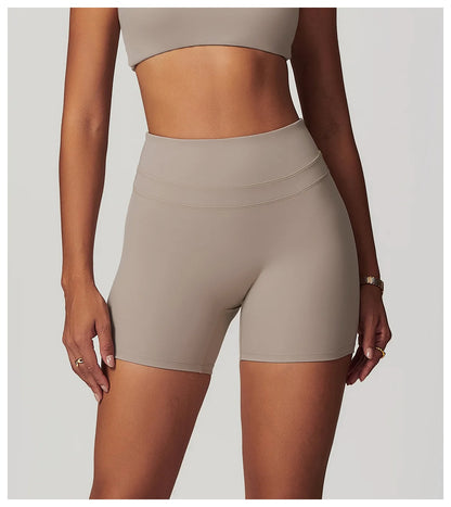 JUREN High Waist Sports Short Women Yoga Shorts Breathable Fitness Tight Women Yoga Legging Shorts Cycling Athletic Gym Shorts