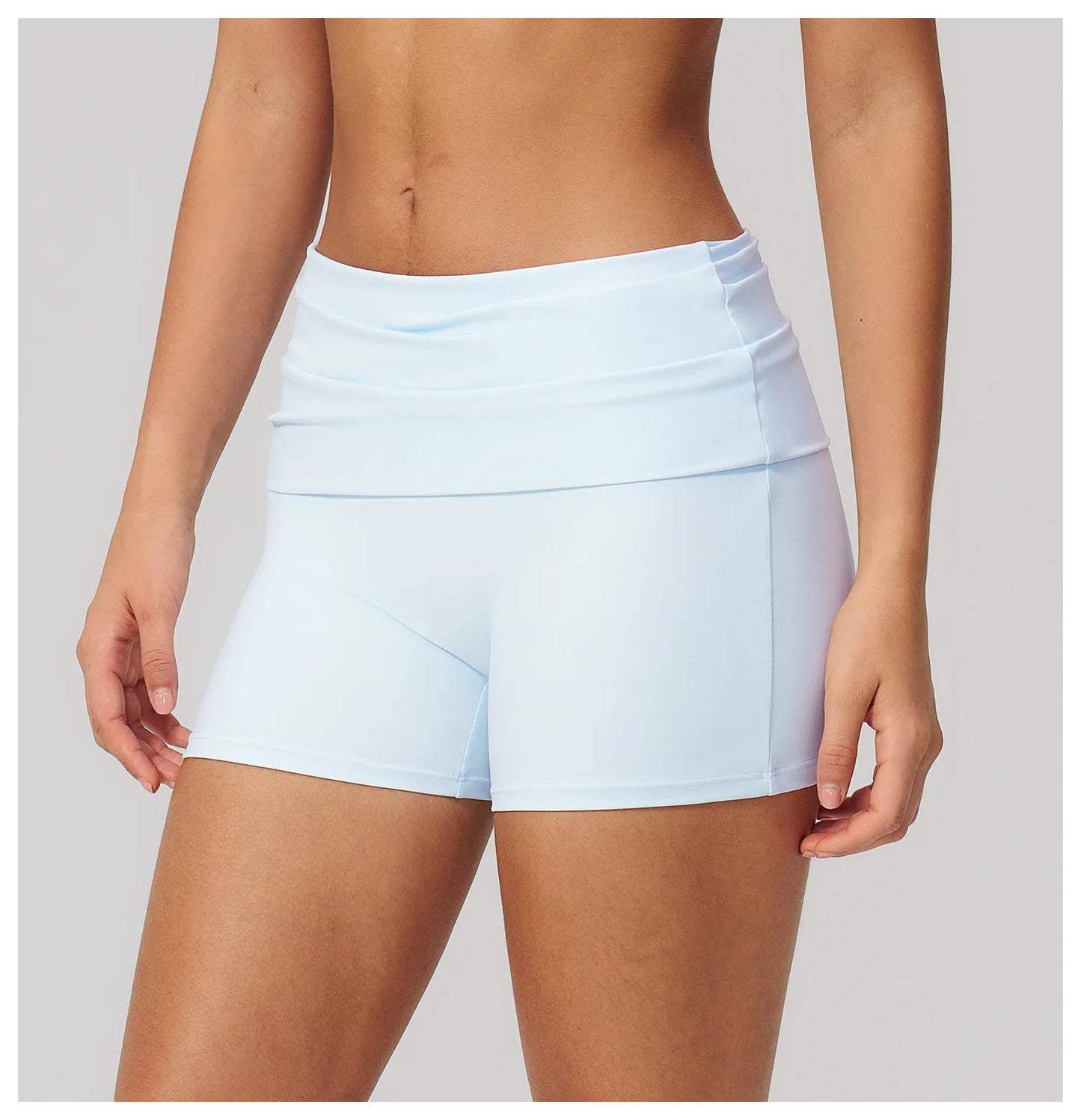 Summer Women Fitness Workout Shorts Yoga Shorts Fold Over High Waist Lift Butt Fitness Shorts Women Running Push Up Gym Shorts