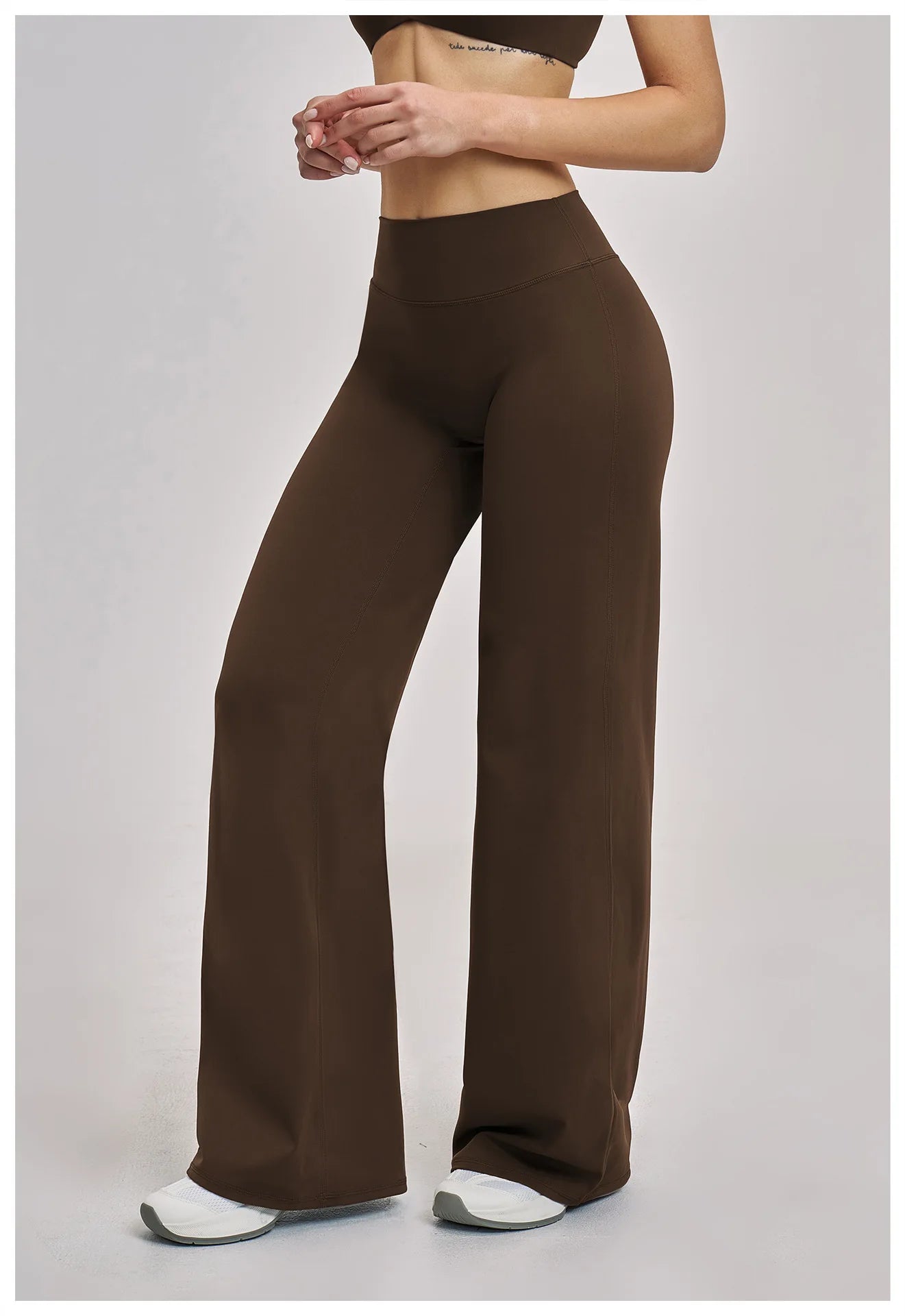 High Waist Wide Leg Yoga Pants Women Butt Lift Workout Trousers Flare Leggings Tummy Control Gym Fitness Straight Leg Bottoms