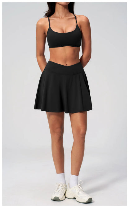 Yoga Short Skirt Women's Sports Short Skirt Quick Drying Running Fitness Badminton Skirt Half Body Anti Light Tennis Skirt Women