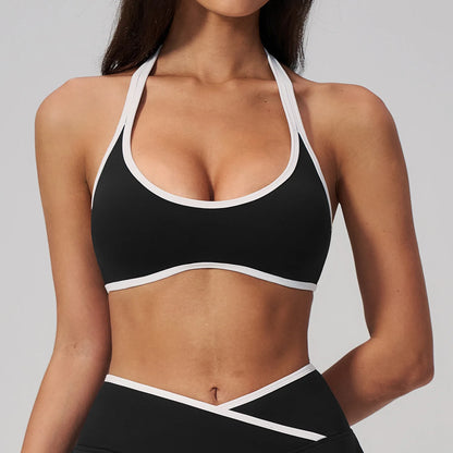 Summer Gym Top Women Sports Bra Running Hanging Neck Yoga Bra Breathable Sports Underwear Sexy Women Fitness Workout Top Women