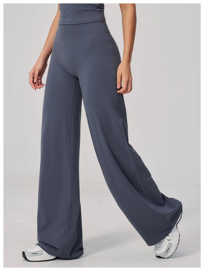 High Waist Wide Leg Yoga Pants Women Butt Lift Workout Trousers Flare Leggings Tummy Control Gym Fitness Straight Leg Bottoms