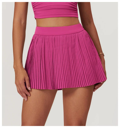 Women Pleated Sports Tennis Skirts Women High Waist Yoga Fitness Short Skirt With Pockets Gym Golf Loose Mini Skirt With Pockets