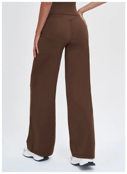 Yoga Pants Women Straight Leg Bottoms Women's Mid-Waist Fitness Pants Gym Leggings Naked Feel Pilates Running Sports Trousers