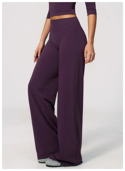 Yoga Pants Women Straight Leg Bottoms Women's Mid-Waist Fitness Pants Gym Leggings Naked Feel Pilates Running Sports Trousers