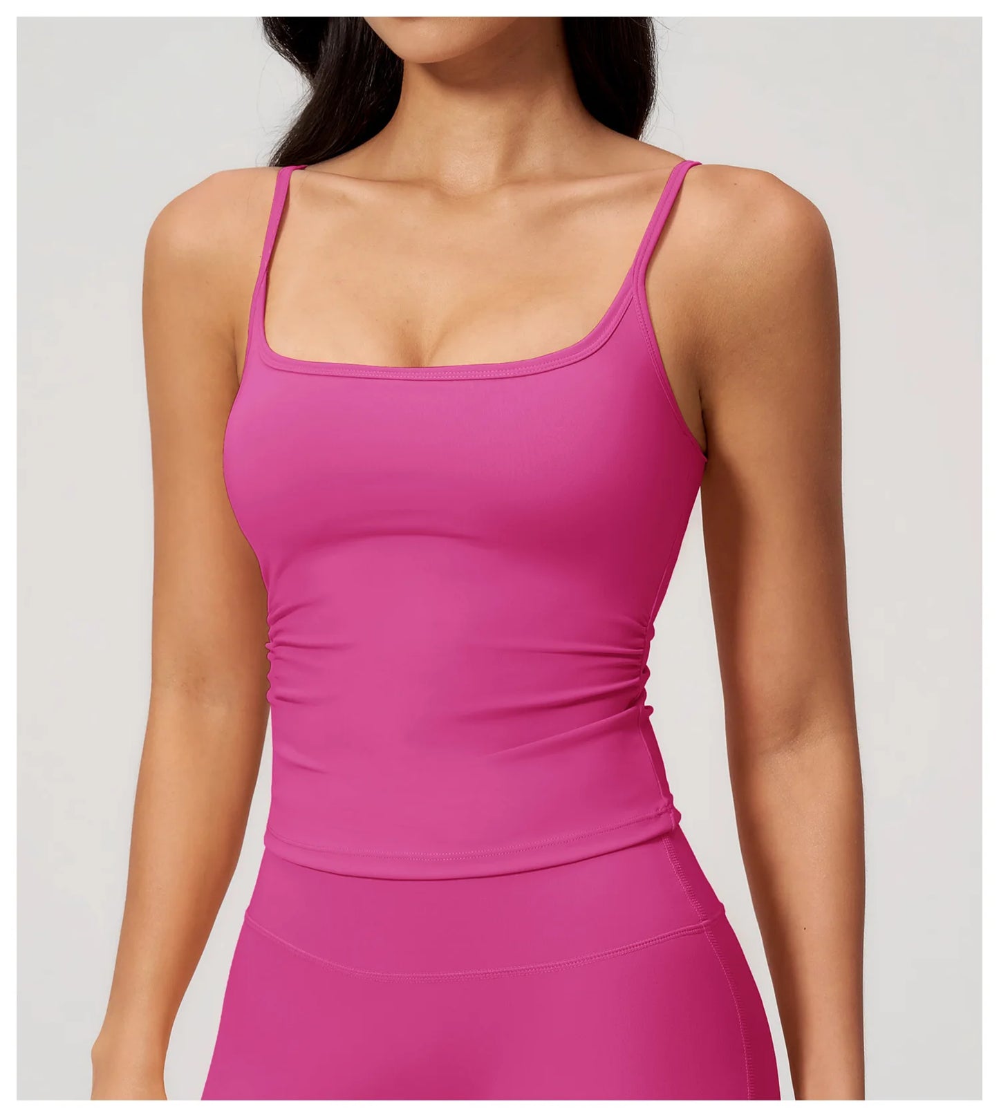 Juren Gym Tank Top With Built In Bra Women's Yoga Clothing Summer Running Square Neck Fitness Vest Beautiful Back Sports Workout