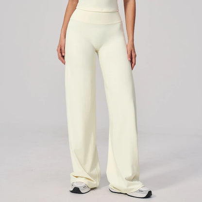 High Waist Wide Leg Yoga Pants Women Butt Lift Workout Trousers Flare Leggings Tummy Control Gym Fitness Straight Leg Bottoms